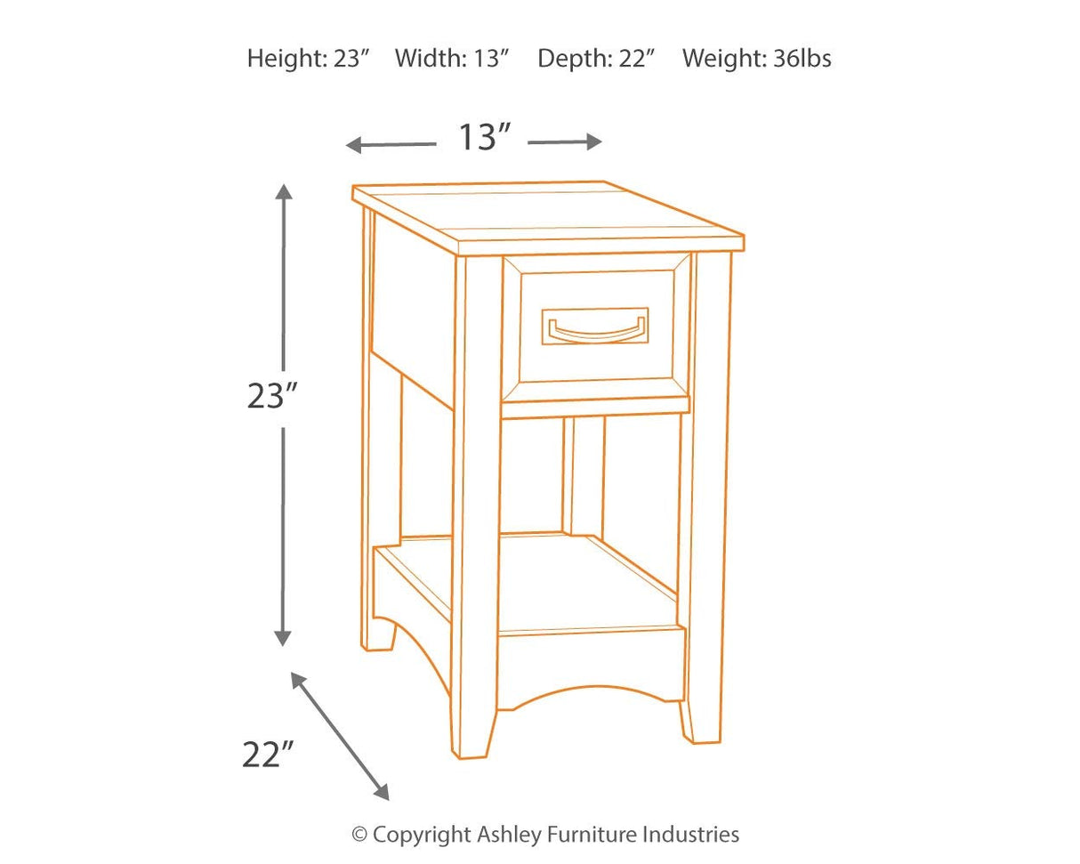 Signature Design by Ashley Breegin New Traditional Wooden Chair Side End Table with 1 Drawer and 1 Fixed Shelf, Brown Signature Design by Ashley