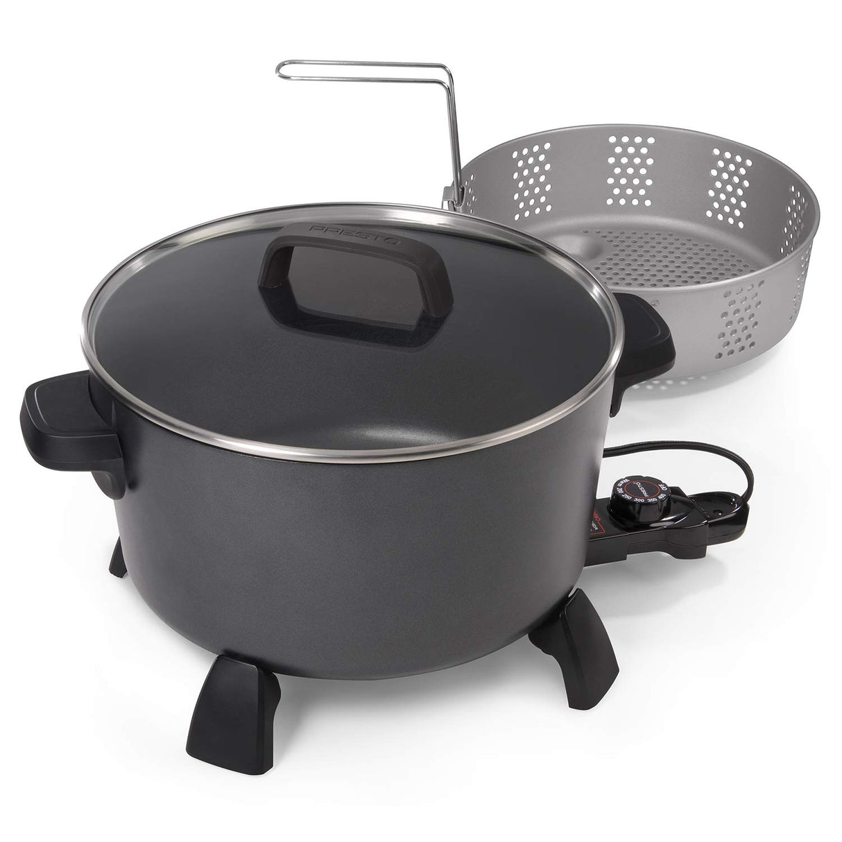 National Presto 10-Quart Kitchen Kettle XL Multi-Cooker, Steamer, Black Deep-Fryer Presto