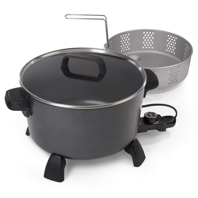 National Presto 10-Quart Kitchen Kettle XL Multi-Cooker, Steamer, Black Deep-Fryer