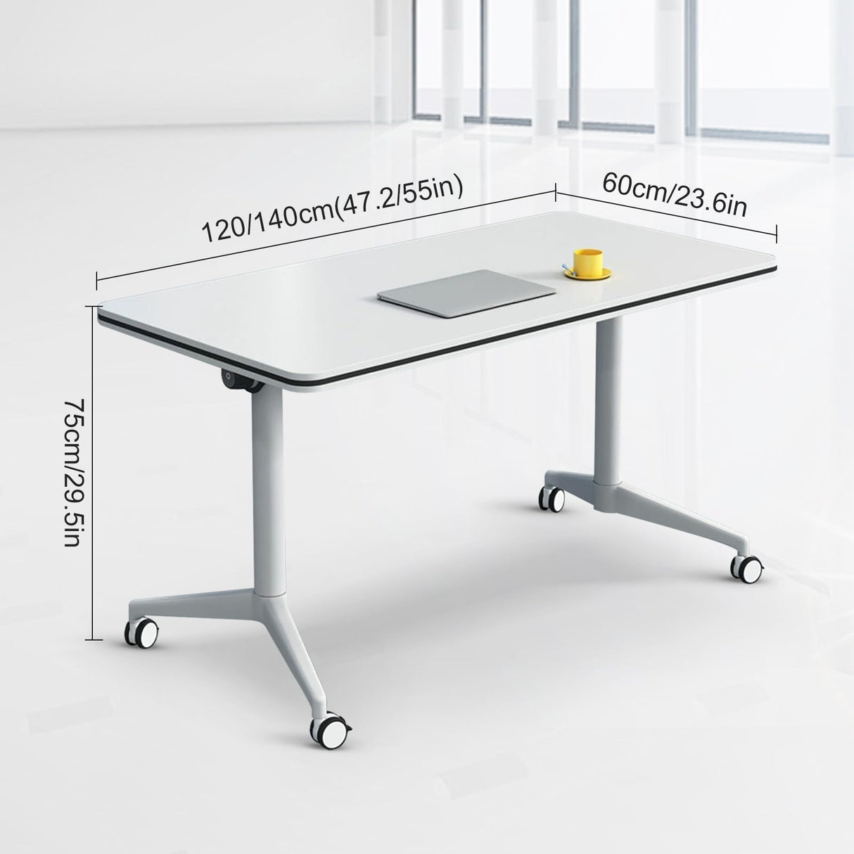 Folding Conference Table On Wheels Conference Room Table Flip Top Mobile Office Training Room Table Meeting Room Table Foldable Meeting Tables Rolling Meeting Table With Silent Wheels(4pack140*60*75) czxhaery