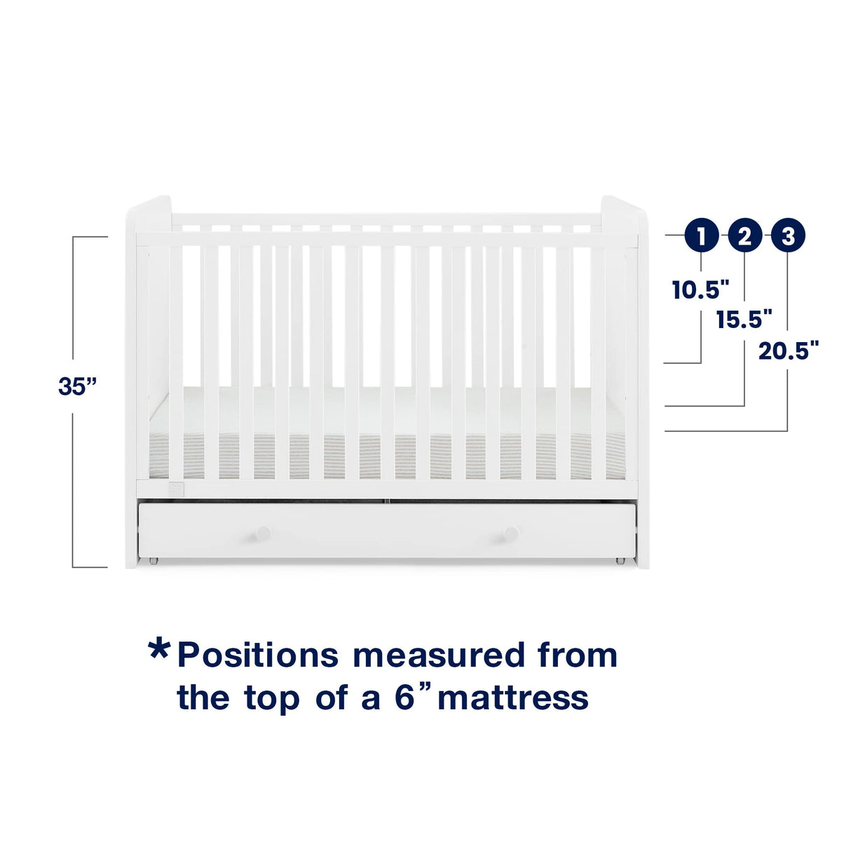 GAP babyGap Graham 4-in-1 Convertible Crib with Storage Drawer - Greenguard Gold Certified, Bianca White Delta Children