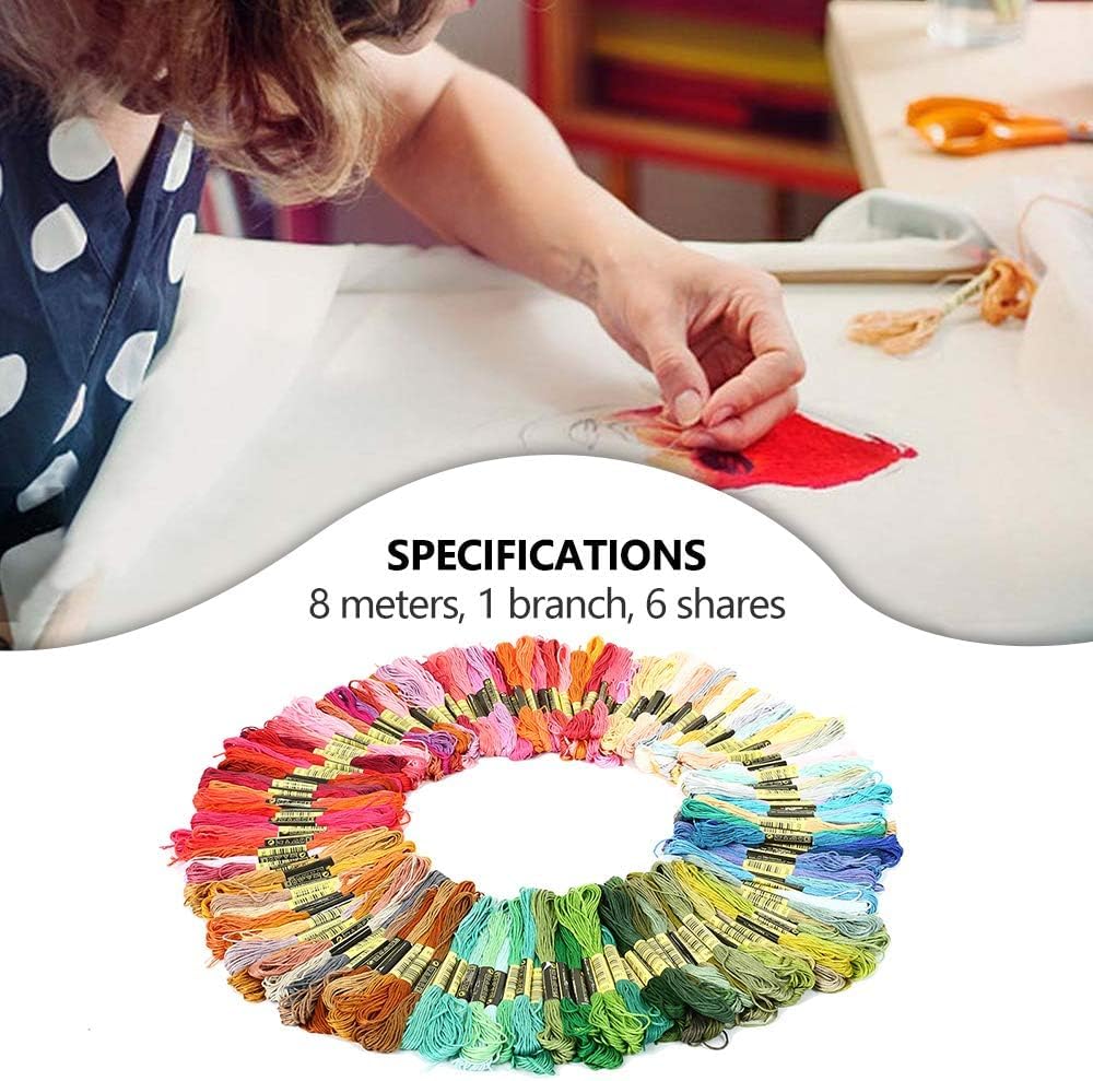 200 Color Embroidery Thread, Embroidery Floss Skeins Cotton Rainbow Color Cross Stitch Threads Sewing Craft Supplies Palettes Bracelets Floss 8m for Friendship Bracelets DIY Crafts DNAMYJME