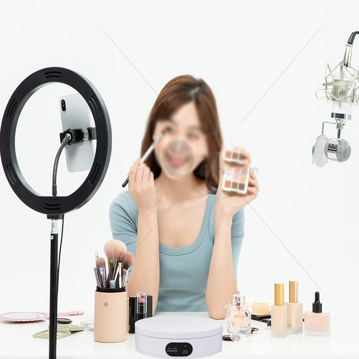 Exhibition Stand for Sublimation Tumbler, 360° Mute Electrical Rotating Show Stand for 20oz&30oz Sublimation Blanks Tumblers, Cup, Sublimation Tumblers Skinny Straight, Heat Press Cup. (White) iHMeiju