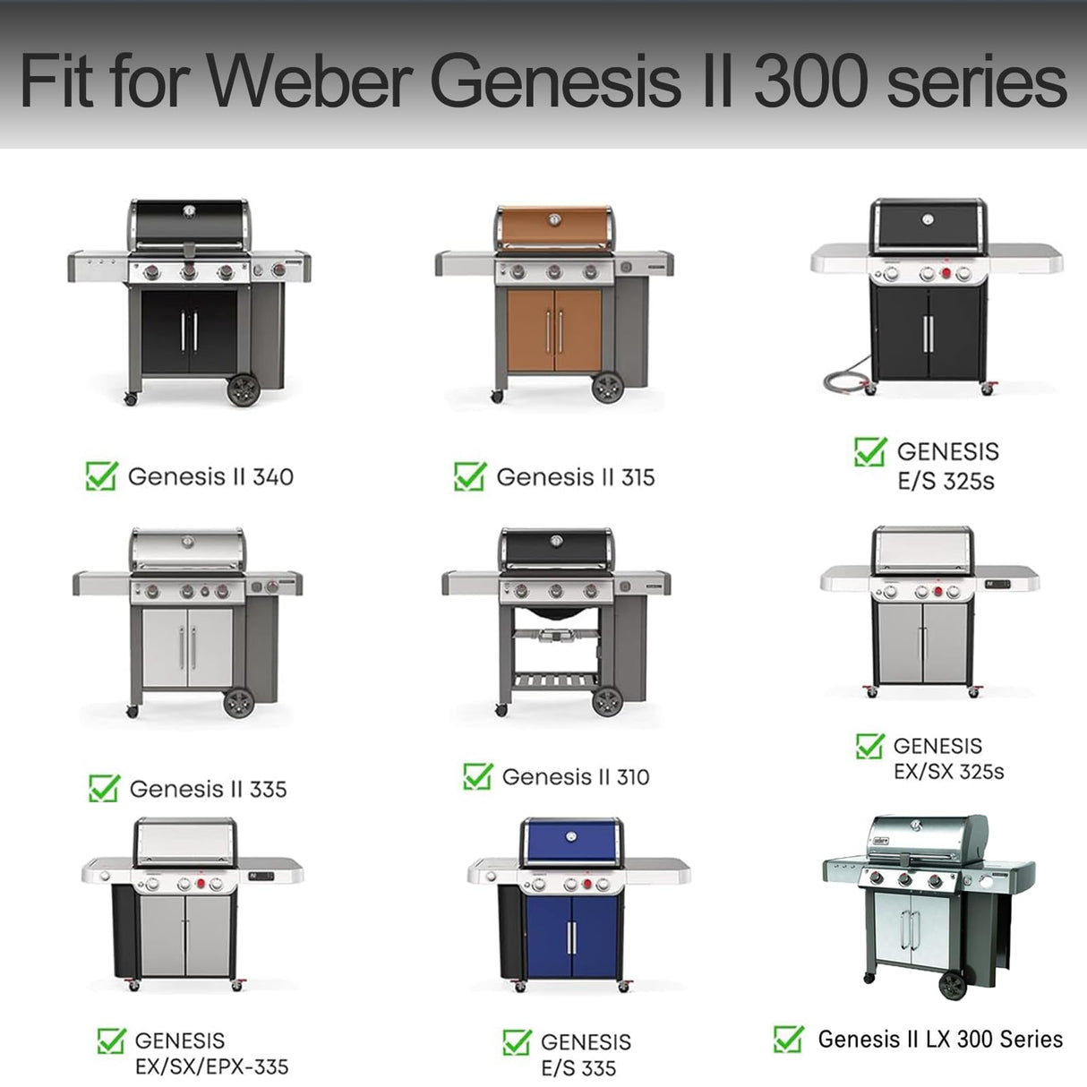 7130 Grill Cover for Weber Genesis II 3 Burner Grill & Genesis 300 Series Grills Waterproof, Windproof, Anti-UV Material Outdoor Fade Resistant BBQ Cover Compared to Weber 7130,58" Grill Cover AOREWTGGH