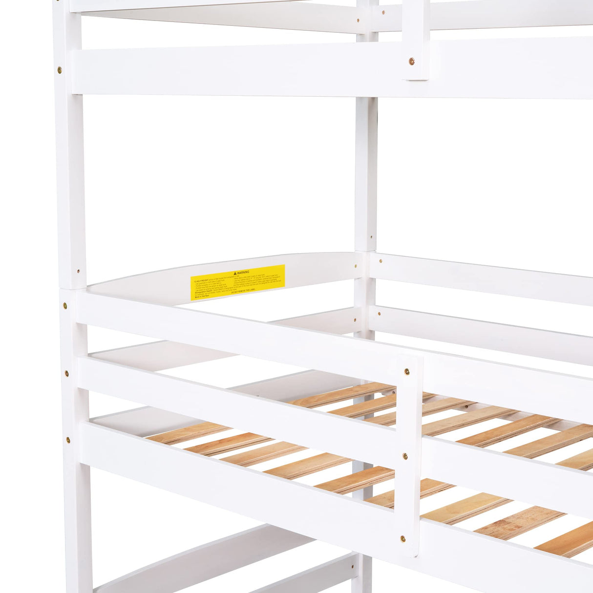 Bellemave Triple Bed for Kids with Staircase, Wood Triple Bunk Bed, Can be Divided Into 2 Separate Beds, No Box Spring Needed, White Bellemave