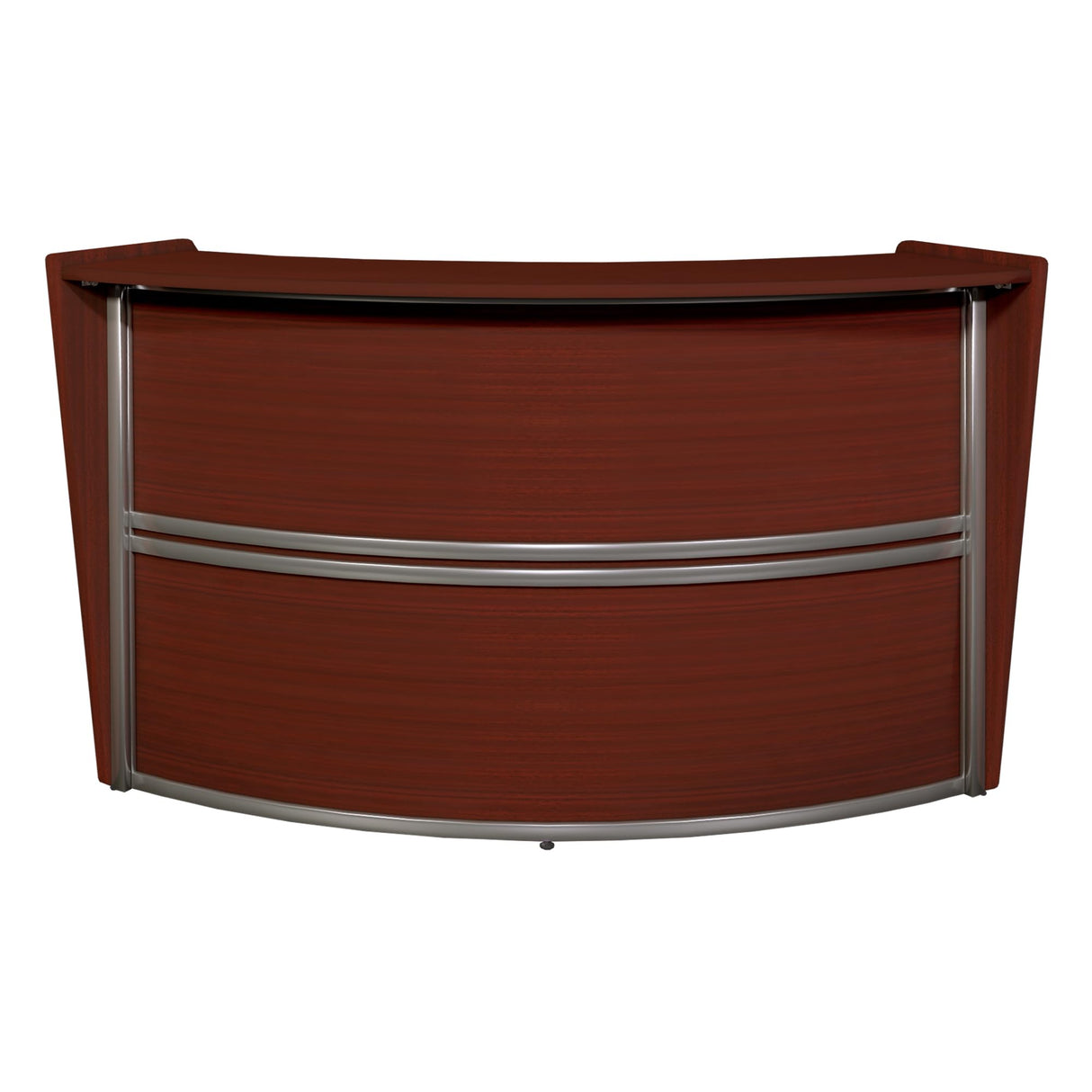 Romig Marque Single-Unit Reception Curved Desk Workstation “72W x 32D” - Mahogany Romig
