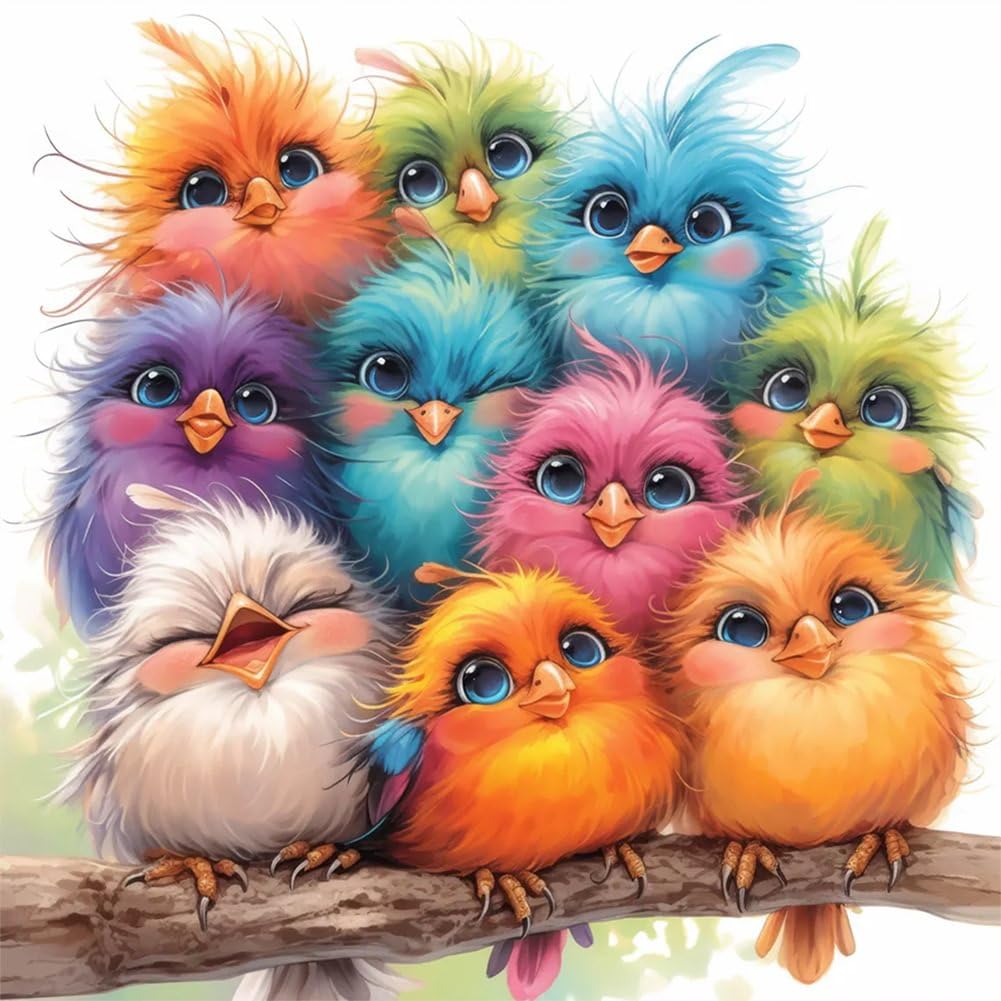 RYMILIE Birds Diamond Art Painting Kits for Adults, Full Drill Diamond Dots Paintings for Beginners, Round 5D Paint with Diamonds Pictures Gem Art Painting Kits DIY Crafts Kits RYMILIE