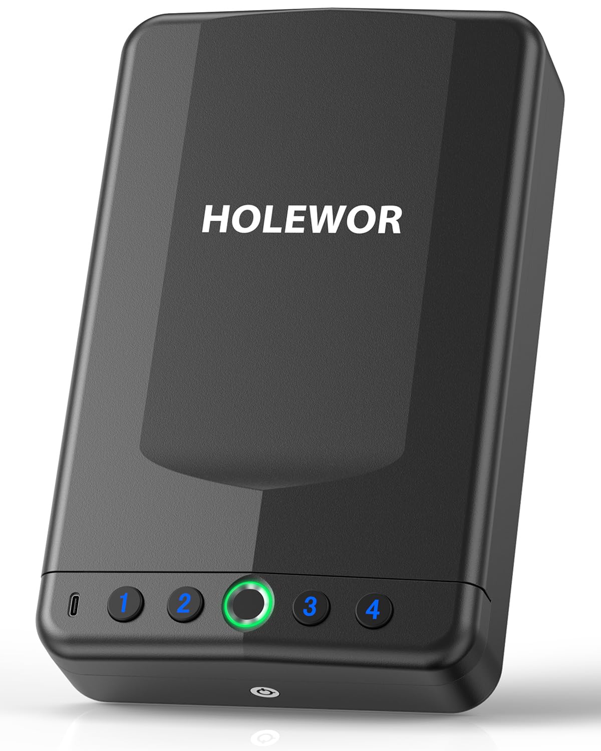 HOLEWOR Car Gun Safe, Small Pistol Safe Biometric Gun Safe for Handgun, Portable Fingerprint Quick Access Handgun Safe for Nightstand Bedside HOLEWOR