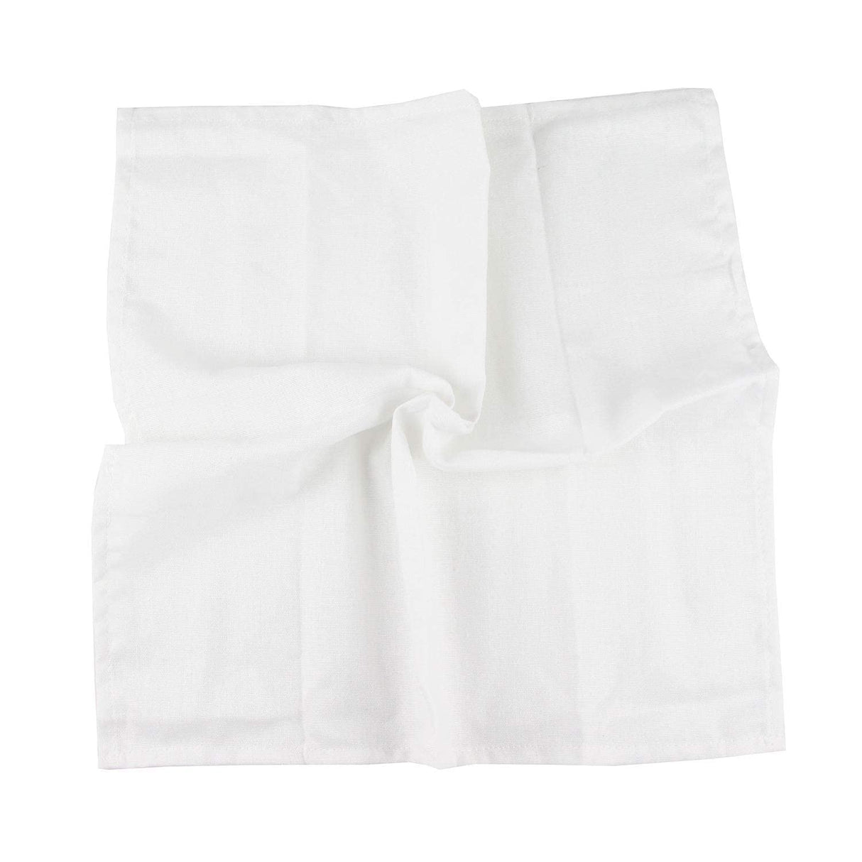 INFEI Solid Color Cotton Linen Blended Thin Dinner Cloth Napkins - Set of 12 (40 x 40 cm) - for Events & Home Use (White) INFEI