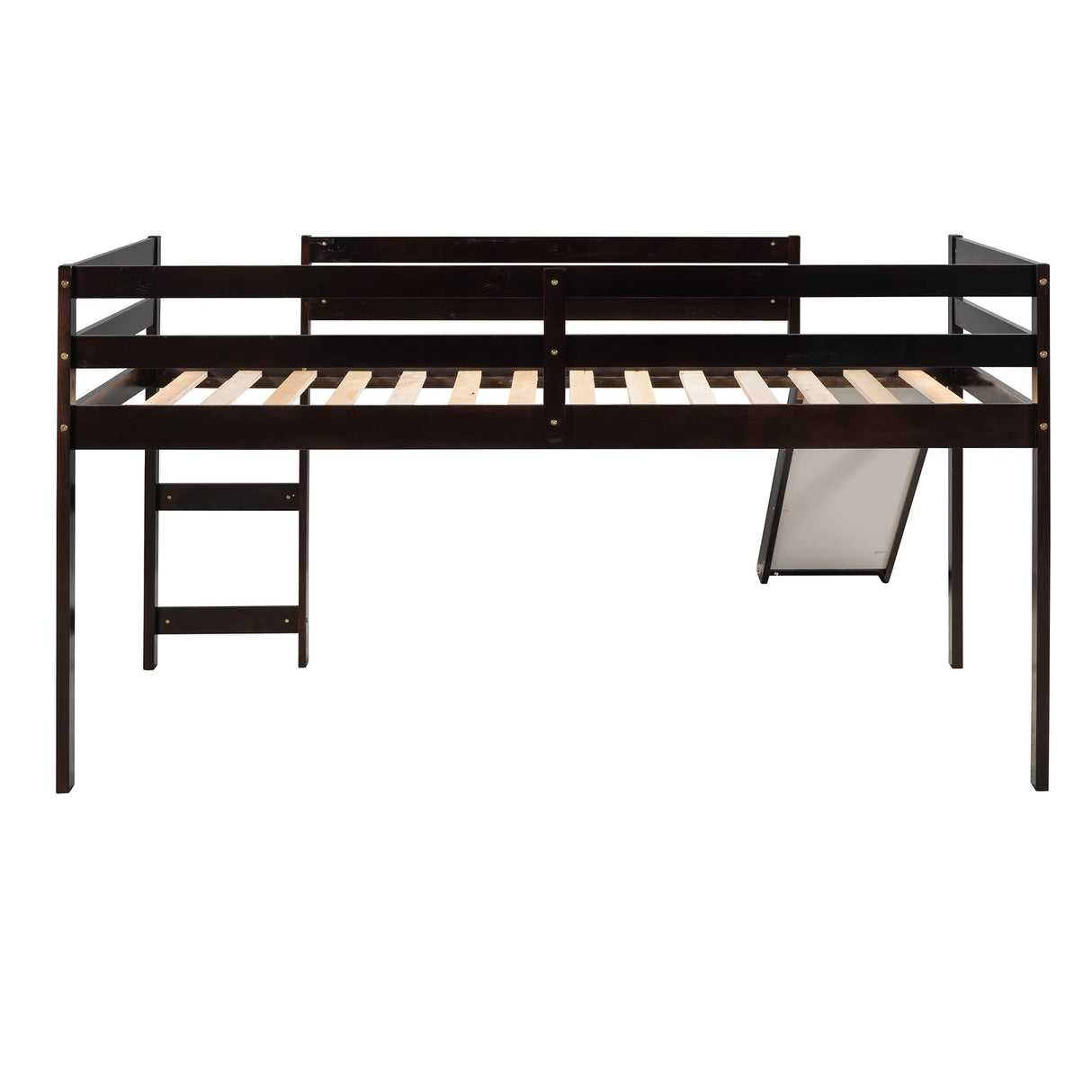 Harper & Bright Designs Twin Size Low Loft Bed with Slide in Espresso Harper & Bright Designs