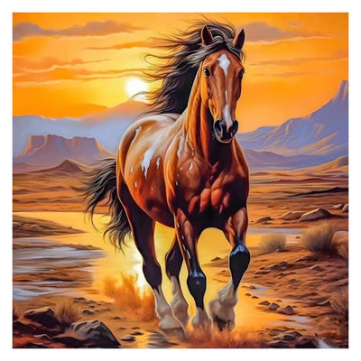 PFFNGPEN Diamond Painting Kits for Adults, 5D DIY Horse Diamond Art Kits for Beginners, Full Drill Round Diamond Art for Home Wall Decor, Animal, 12x12 inch