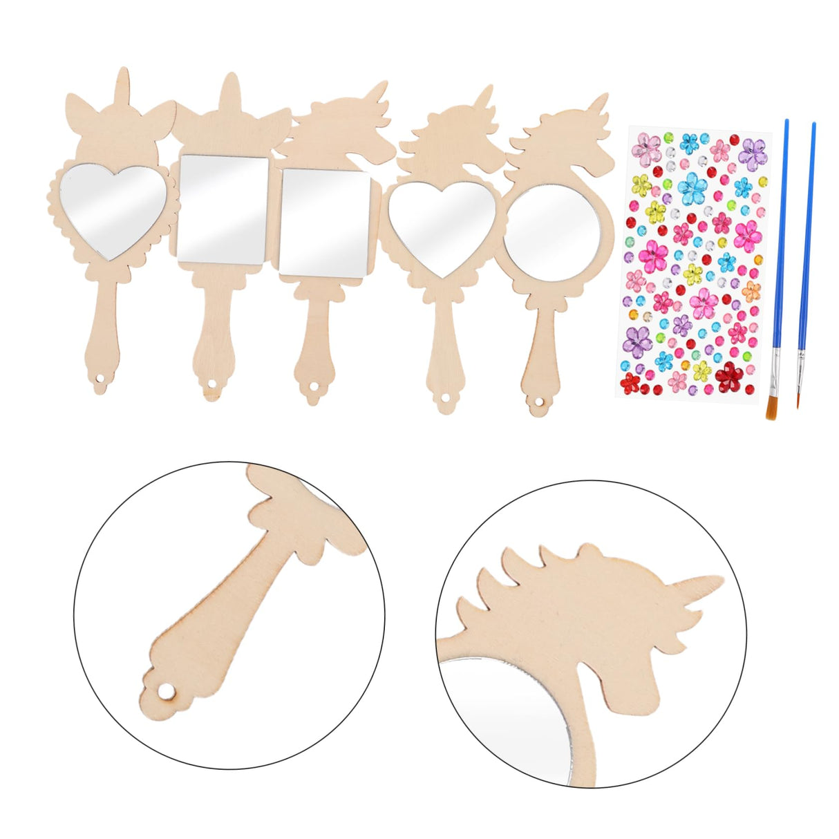 Didiseaon 12-Piece Unfinished Wooden Mirror Craft Set for Kids DIY Princess Hand Mirrors for Girls Birthday Parties and Craft Activities Safe Unbreakable for Toddler Decor Didiseaon