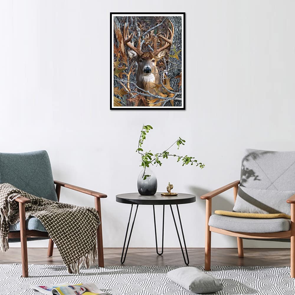 TISHIRON Deer Diamond Art Painting Kits 5D Diamond Full Drill, Forest DIY Diamond Art Kits for Adults Kids, Gem Art Painting with Diamonds, Arts and Crafts for Beginners Adult Kids Wall Decor 12x16 TISHIRON