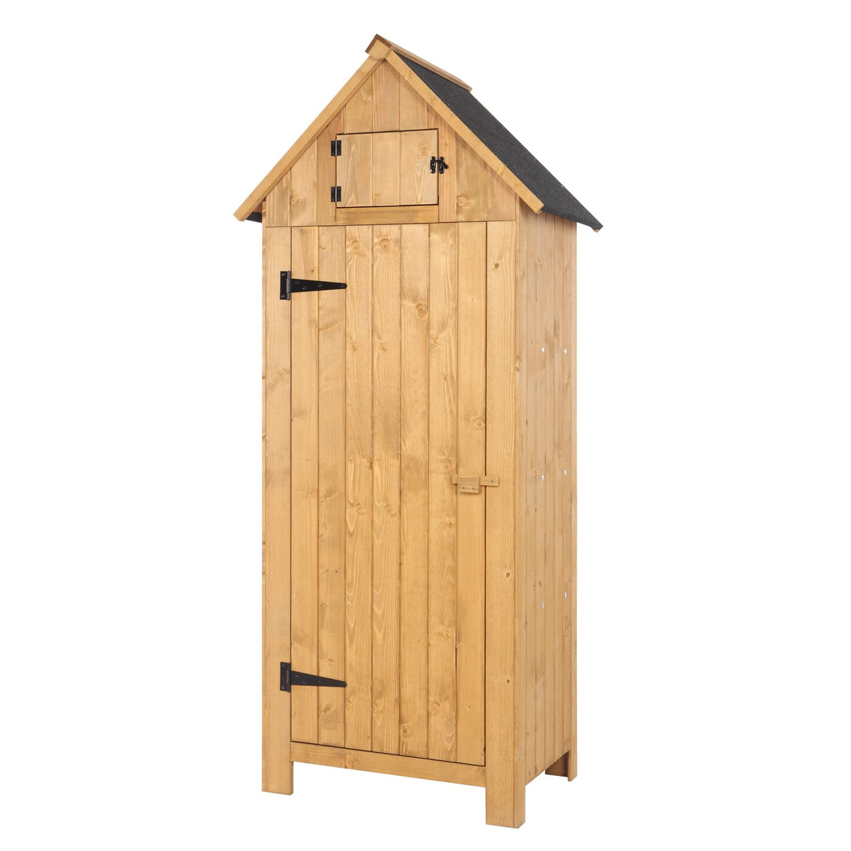 VINGLI Outdoor Wooden Storage Shed, Garden Shed Outside Tool Cabinet with Safety Latch, Patio Storage Organizer (Teak) VINGLI