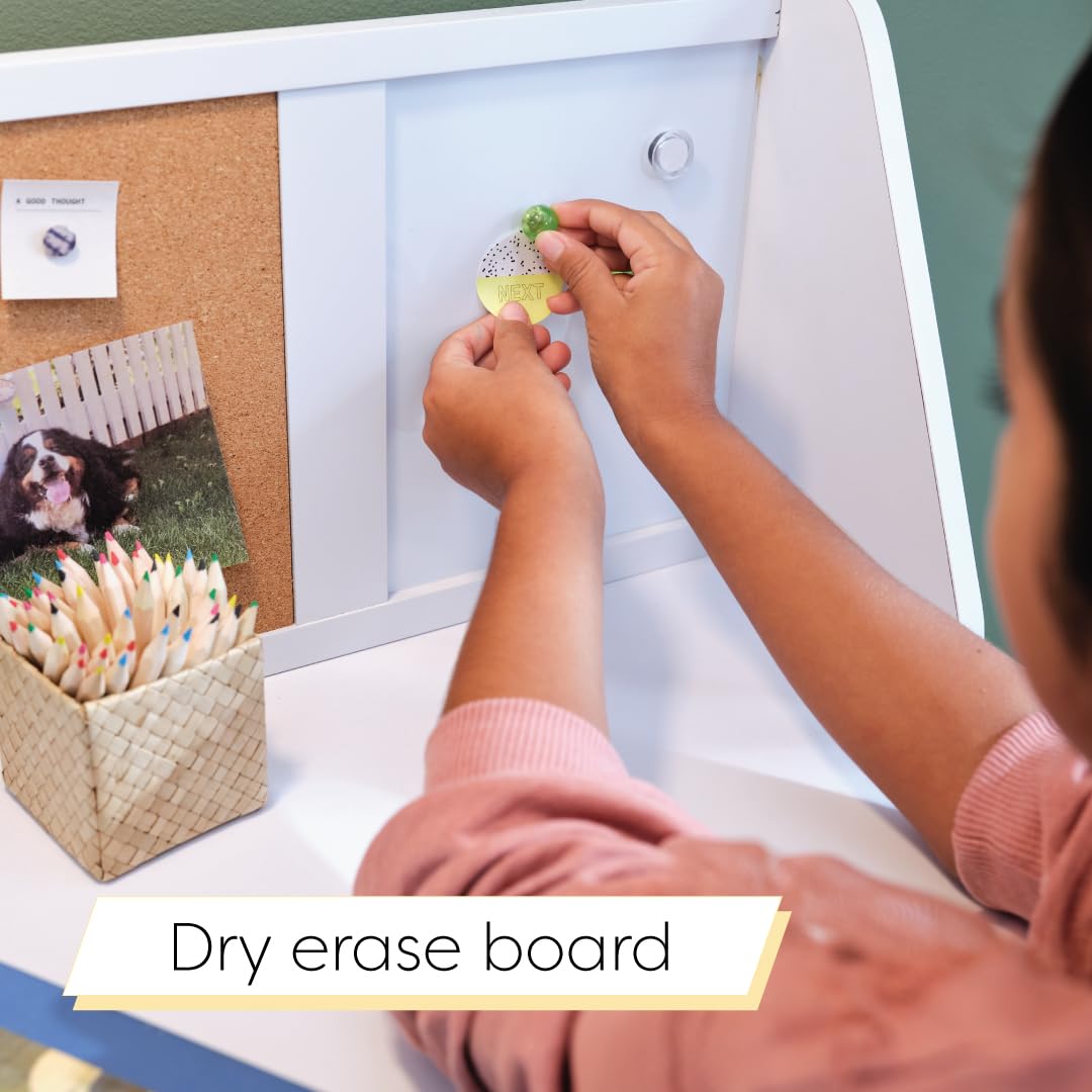 KidKraft Wooden Study Desk for Children with Chair, Bulletin Board and Cabinets, White KidKraft