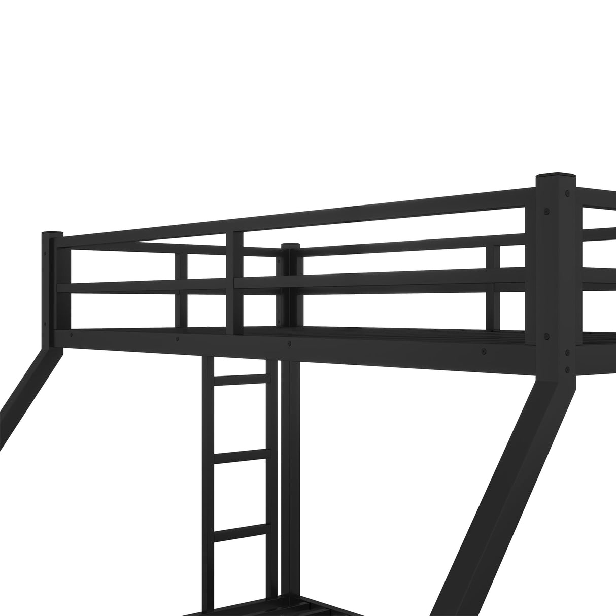 Miscoos Metal Twin XL Over Queen Bunk Bed for Teens and Adults, Space-Saving/Noise Reduced/No Box Spring Needed, Black Miscoos