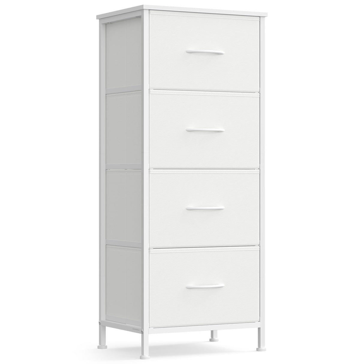 SONGMICS Dresser for Bedroom, Chest of Drawers, Steel, MDF, 4 Non-Woven Fabric Drawers, Storage Organizer Unit, Closet, Entryway, Cloud White and Snow White ULGS314W01S SONGMICS
