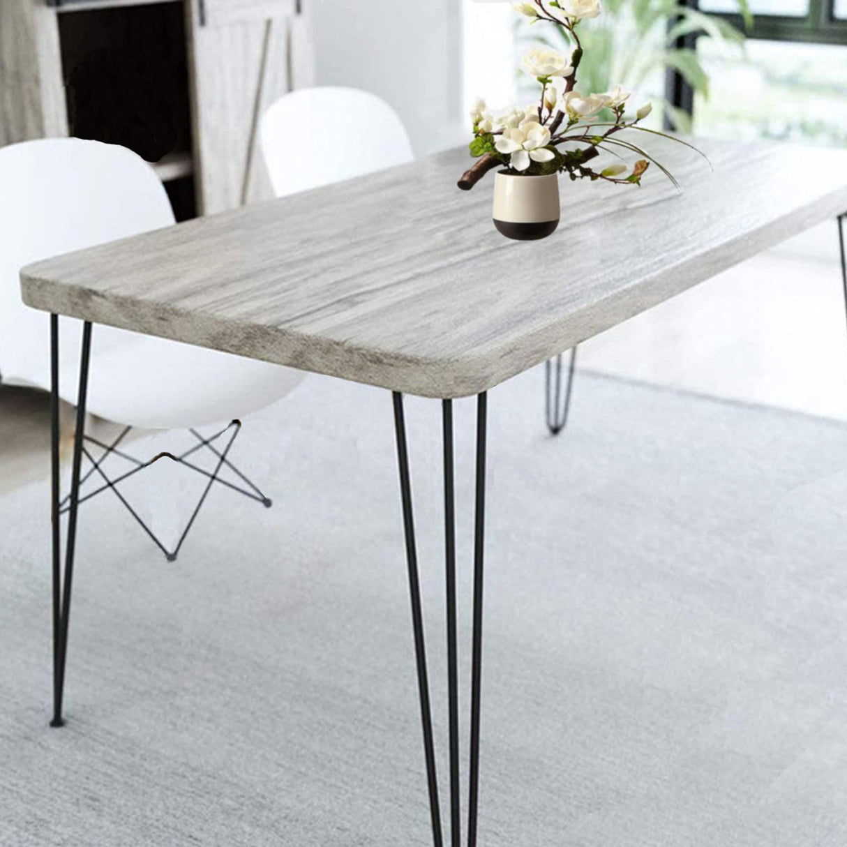 SPACEEUP 30" Hairpin Table Legs, 4PCS Coffee Desk Legs with Rubber Floor Protectors, 880lbs Load Capacity, Heavy Duty Black Metal Furniture Legs 3 Rods for DIY Bench Desk Dining End Table Chairs SPACEEUP