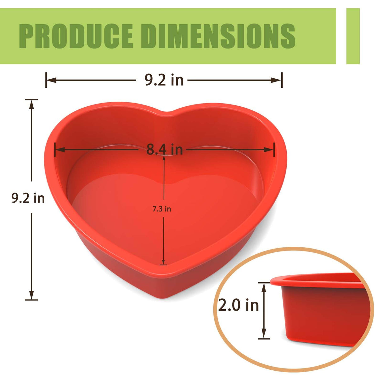 SILIVO Silicone Heart Shaped Cake Pans, 8 Inch, Red, Nonstick, Food Grade Silicone, Easy Clean, Freezer, Microwave and Oven Safe SILIVO
