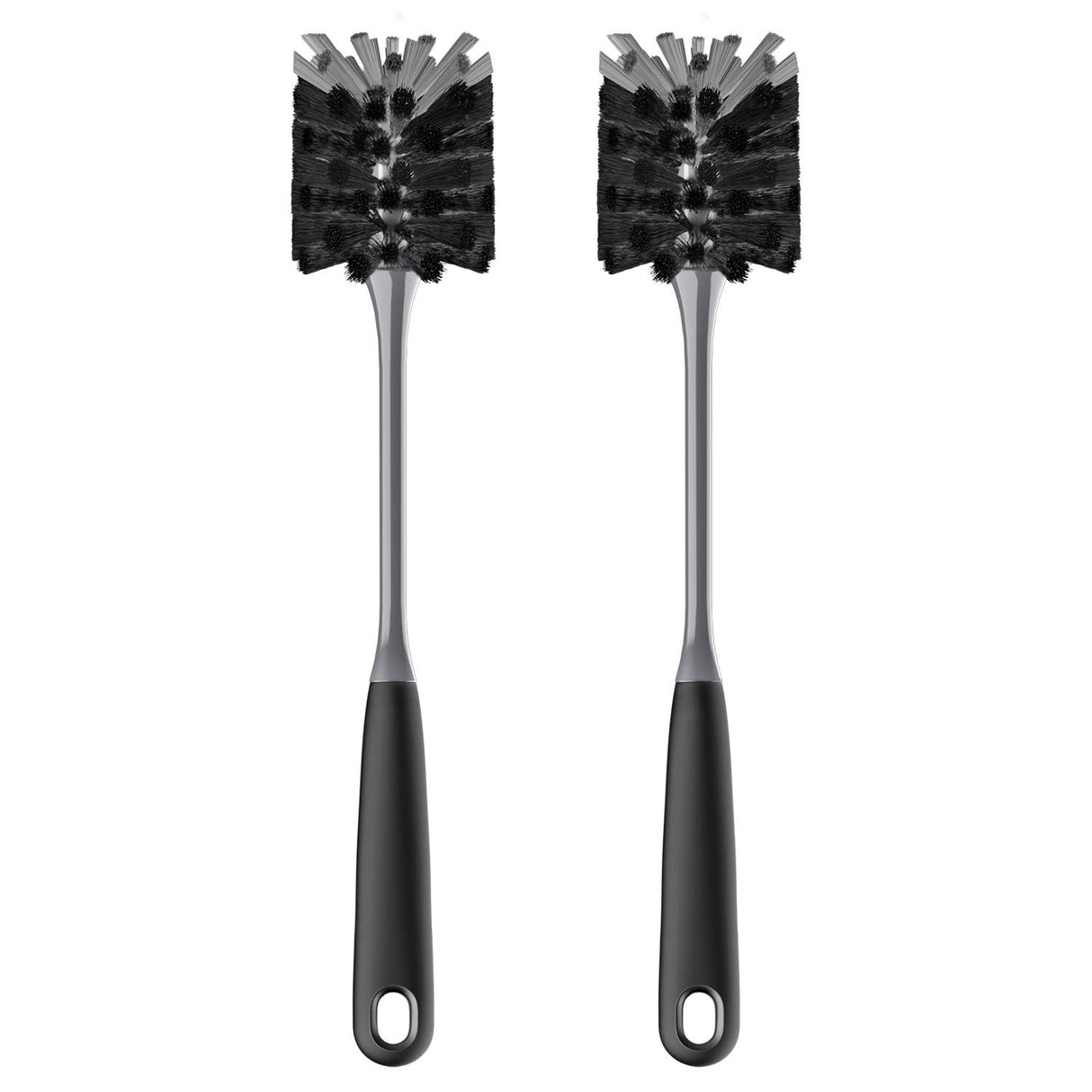 MR.SIGA Long Handle Bottle Brush, Flexible Scrub Brush for Water Bottles, Glasswares, Mugs, Black, 2 Pack MR.SIGA