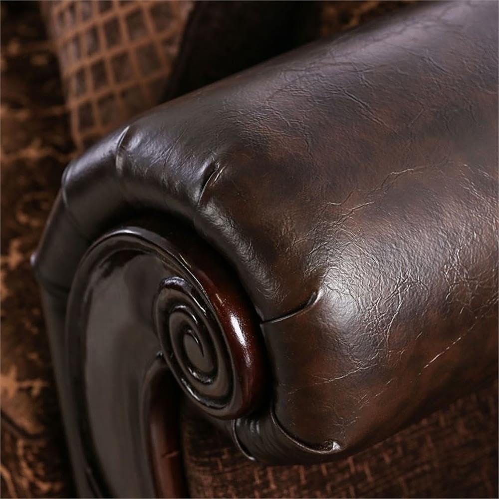 Furniture of America Eduard Traditional Faux Leather Cushioned Sofa in Brown Furniture of America