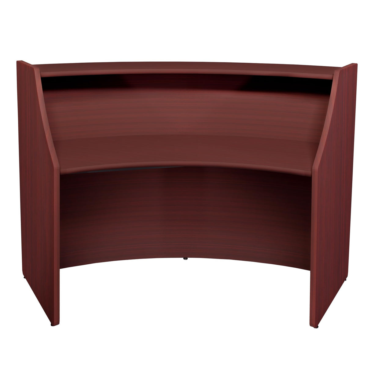 Romig Marque Single-Unit Reception Curved Desk Workstation “72W x 32D” - Mahogany Romig