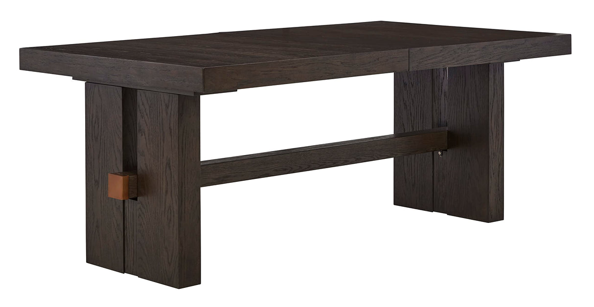 Signature Design by Ashley Burkhaus Traditional Rectangle Extension Dining Room Table, Dark Brown Signature Design by Ashley