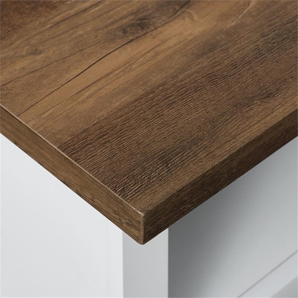 Pemberly Row Farmhouse Sliding Door Wood 52" Highboy TV Stand Console Buffet Credenza Storage Cabinet in White Pemberly Row