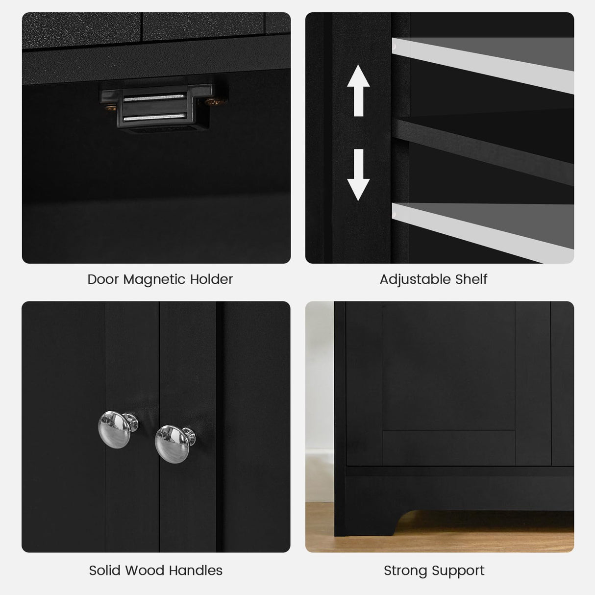 Iwell Natural Rattan Storage Cabinet with 4 Doors and Adjustable Shelf Iwell