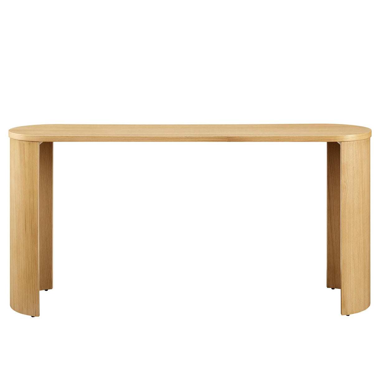Modway Aspect 60 Inch Oval Console Table in Oak with Reversible Arched Legs - Modern Oval Wood Narrow Entryway Table - Curved Profile Design Thin Sofa Table for Hallway or Living Room Modway