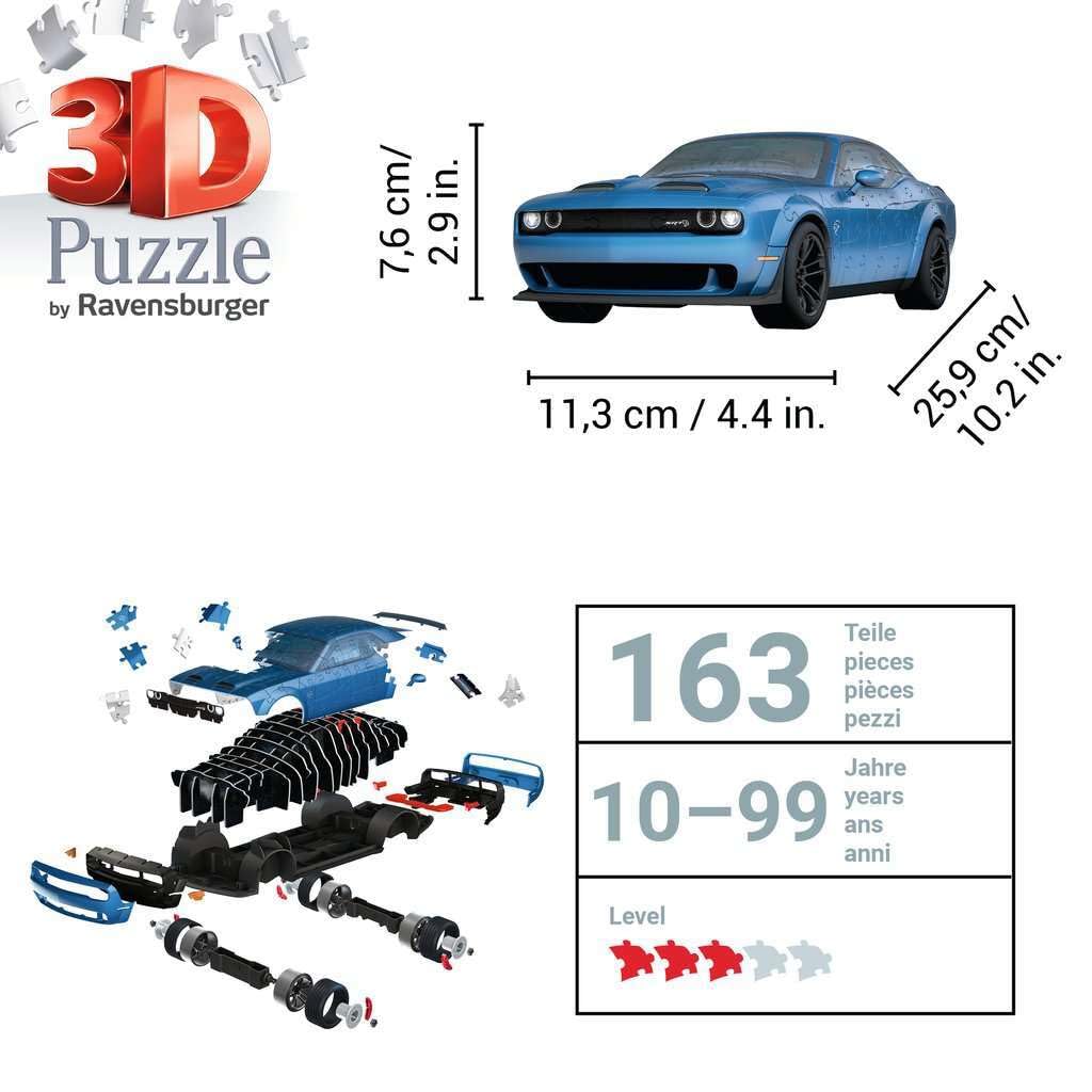 Ravensburger Dodge Challenger SRT® Hellcat Redeye Widebody 108 Piece 3D Jigsaw Puzzle for Kids and Adult - 11283 - Easy Click Technology Means Pieces Fit Together Perfectly Ravensburger
