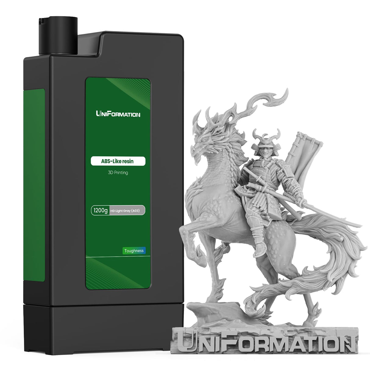 Boxed HD ABS-Like Resin Hard Tough 3D Printer Resin Photopolymer UV Curing 3D Resin Liquid with High Precision Suit for GK3 Ultra SLA/LCD/DLP Printing Functional Mechanical Print HD Light Gray 3.6KG Uniformation