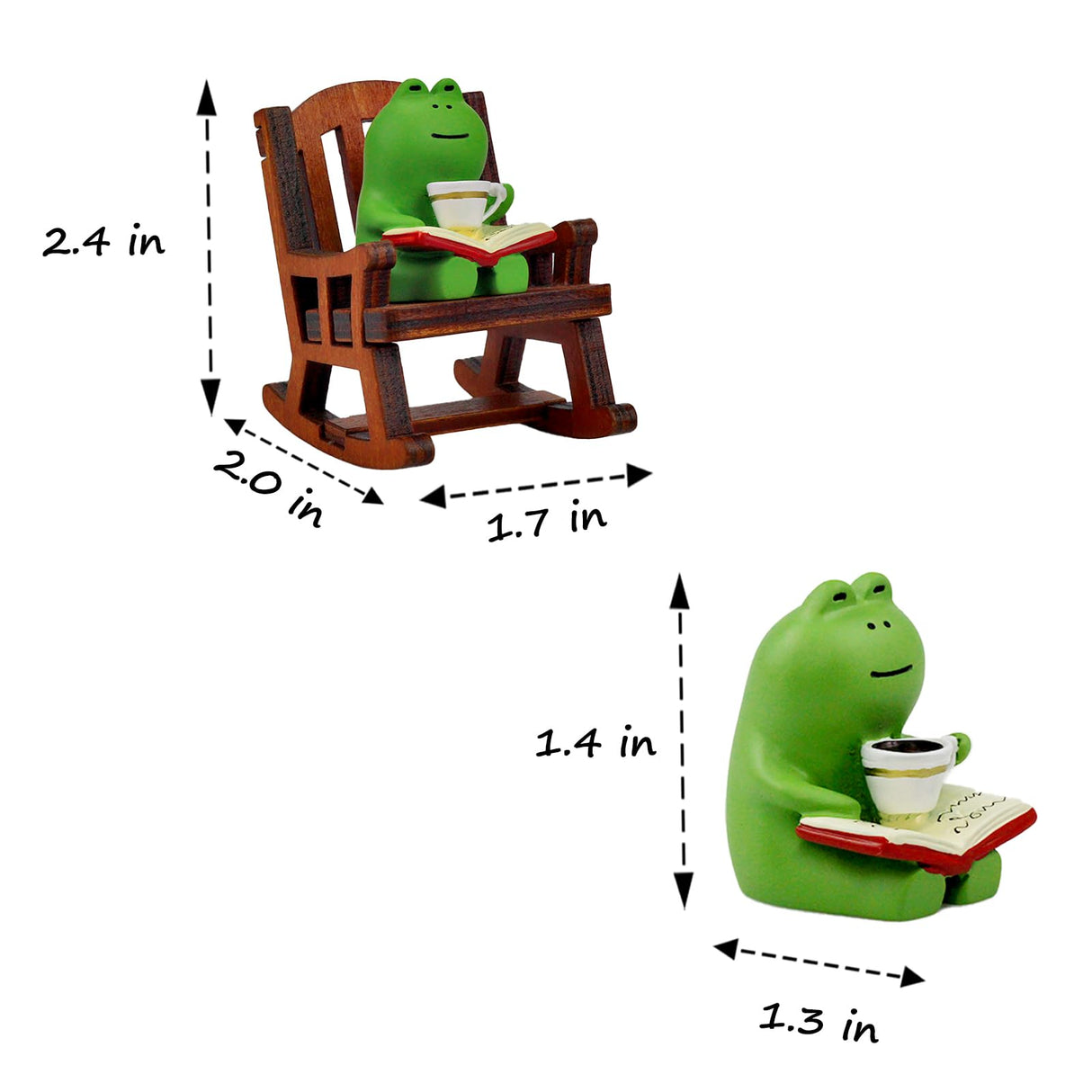 Refintural Miniature Frog Figurines - Funny Frog Sculpture for Shelf, Desk Decoration - Frog Desk Accessories - Perfect Cute Frog Gift for Frog Lovers(Rocking Chair) Refintural