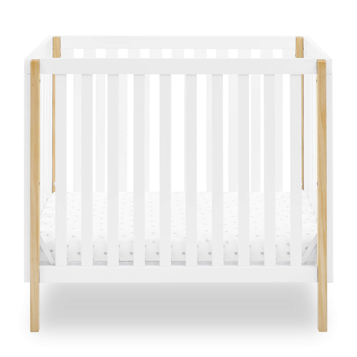 Delta Children Gio Mini Crib with 2.75" Mattress Included, Bianca White/Natural Delta Children