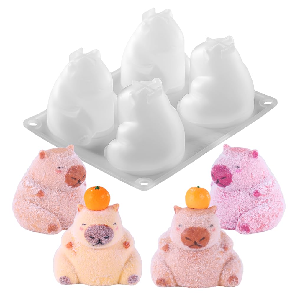 LET'S RESIN 4 Pcs Capybara Silicone Molds for Taba Squishy, Resin Casting, Effortless Demolding Molds for Stress Relief DIY Decompression Gift Home Decor LET'S RESIN