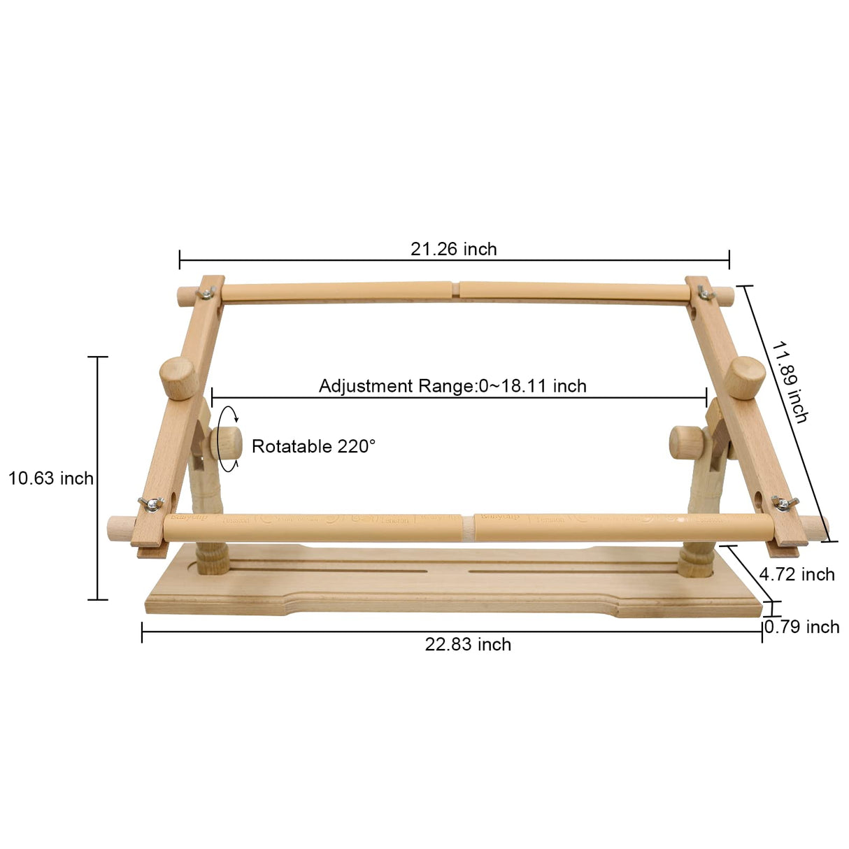 Jasvelly Rotated Embroidery Frame Stand - Adjustable Cross Stitch Scroll Frame, Beech Wood Quilt Frame Needlepoint Holder Floor Table Lap Stand for Stitching Sewing Craft (983312) Jasvelly