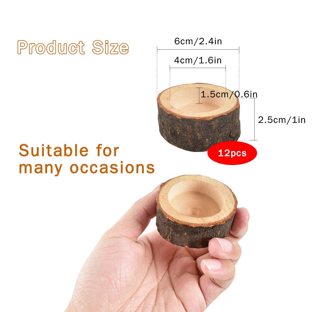 Hagao Tea Light Candle Holders, Personalized Wooden Votive Tealight Holder for Wedding Party Birthday Holiday Set of 12 (1") Hagao
