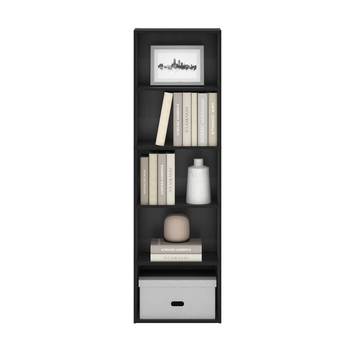 Furinno Luder 5-Tier Blackwood Bookcase and Storage Shelf Furinno