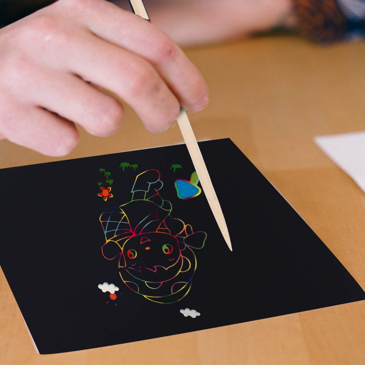 EXCEART Black Notebooks 6 Sets Rainbow Scratch Notebooks with Wood Stick Scratch Off Art Paper Set Color Book Pad Art Craft Supplies Kits for Kids Girls Boys Black Notebook EXCEART