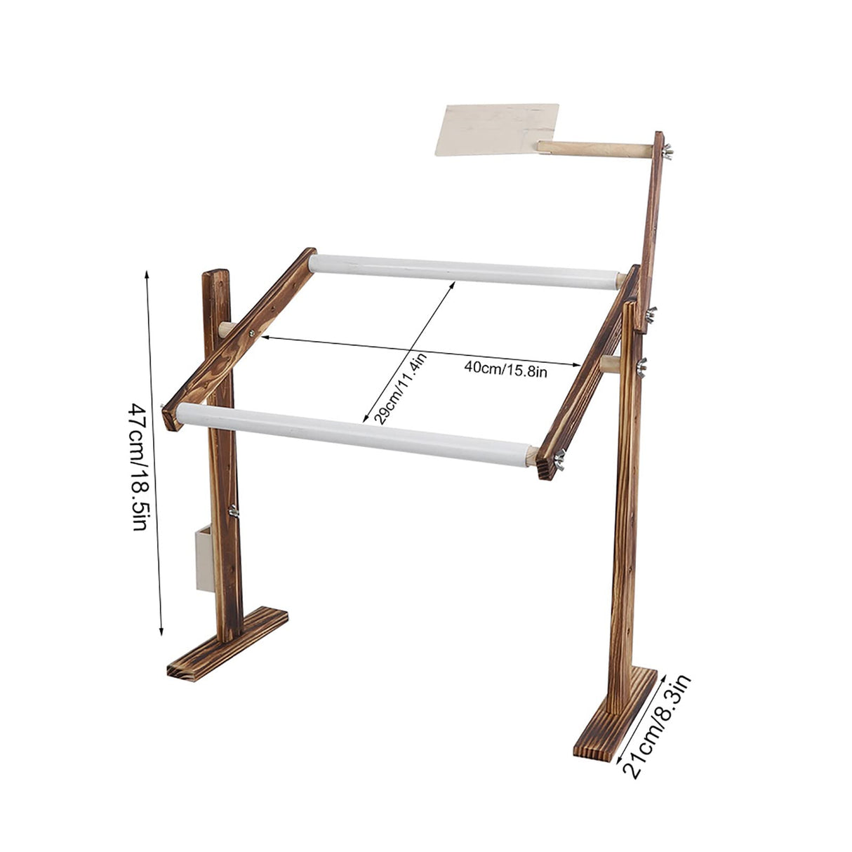 Adjustable Cross Stitch Frame Stand,Wooden Frame for Sewing Embroidery Cross Stitch with Scroll,Desktop Embroidery Stand Side Pocket for Gadget Pine Material HURRISE