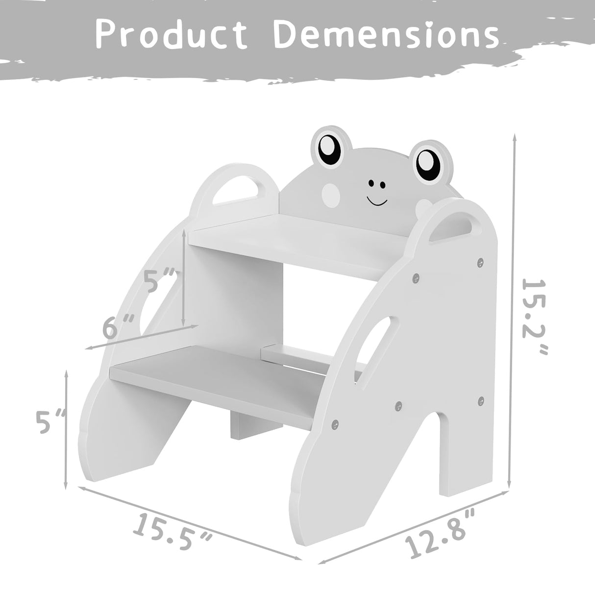 Ndahjahd Wooden Toddler Step Stool for Bathroom Sink,2 Step Stool for Kids,Kitchen Standing Tower,Children Learning Helper Stool with Safety Handles,Cute Kids Step Stool for Potty Training,Gray Ndahjahd