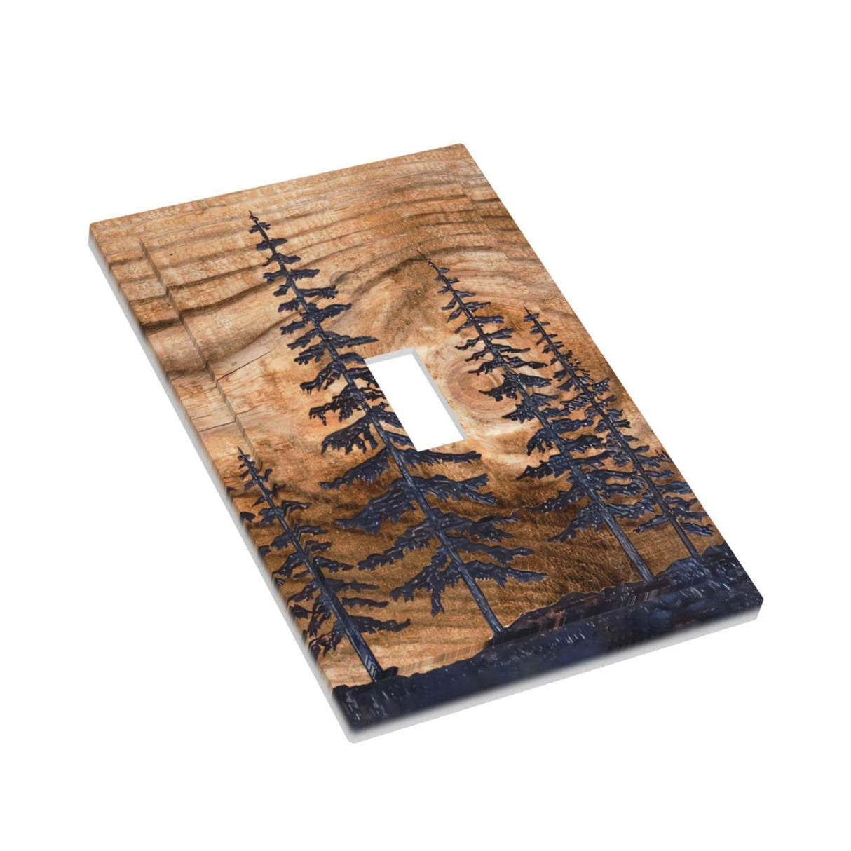 Rustic Pine Tree Wood Grain Light Switch Cover 1 Gang Single Toggle Brown Farmhouse Decorative Wall Plate Electric Faceplate For Kitchen Bedroom Bathroom (Plastic) Wyehjut