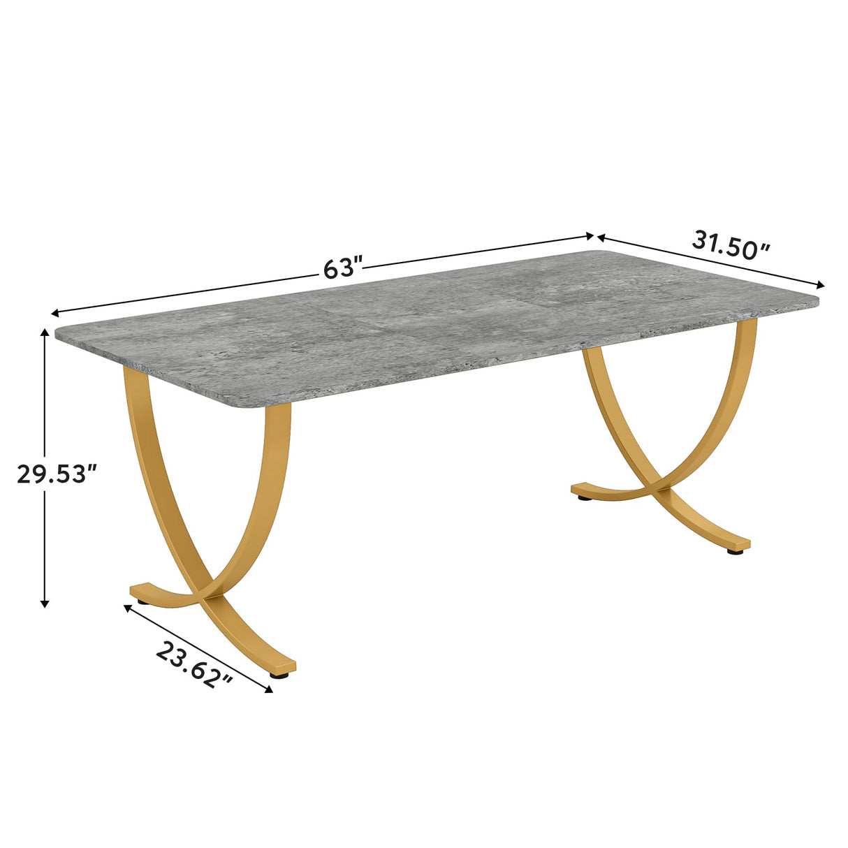 Tribesigns Executive Desk, 63” W x 31.5” D Large Office Desk, Modern Computer Desk Conference Table Meeting Room Table, Business Furniture for Home Office, Gray and Gold Tribesigns