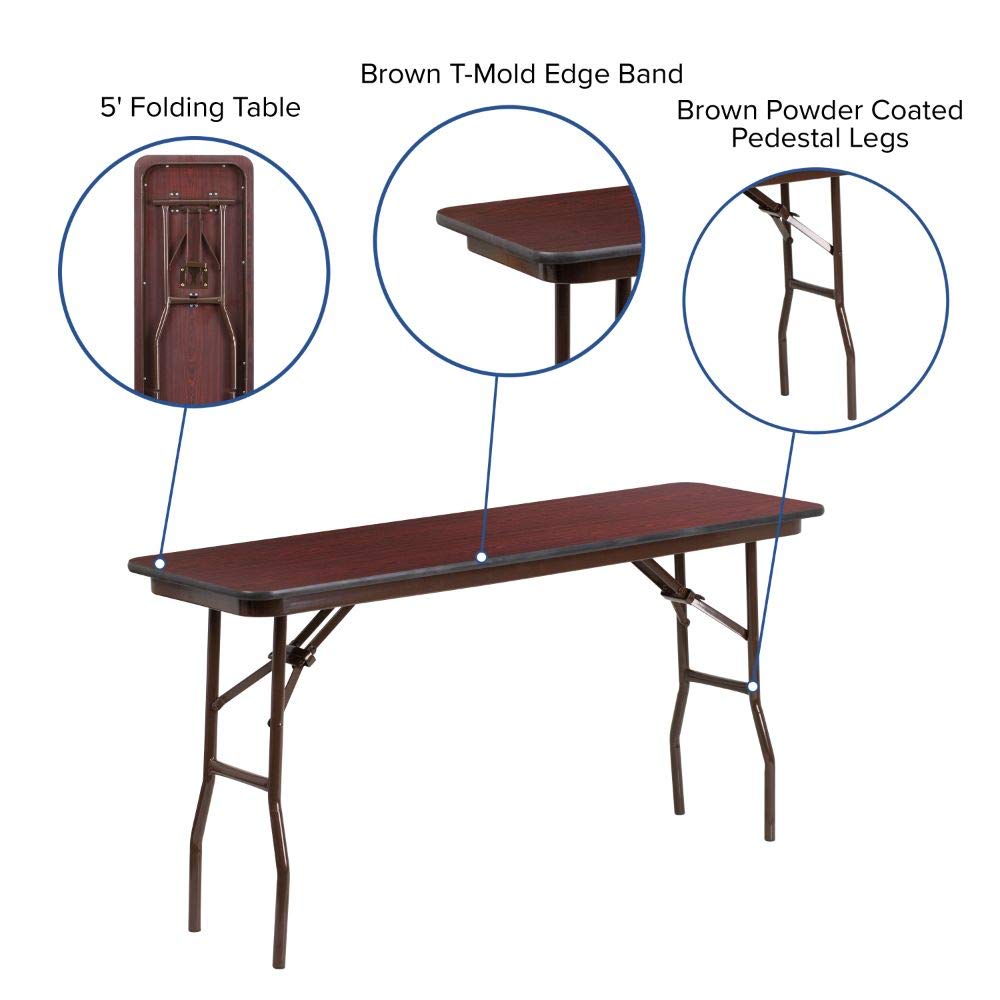 Flash Furniture Frankie 5-Foot Mahogany Melamine Laminate Folding Training Table Flash Furniture