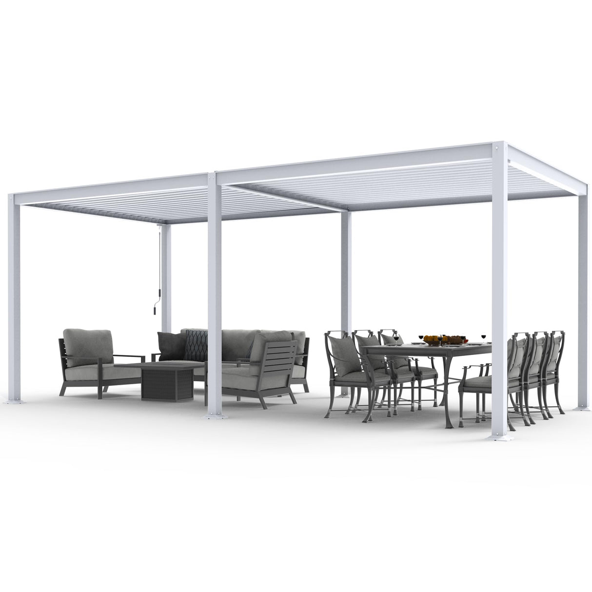 MASTERCANOPY 12’ X 20’ Louvered Pergola Outdoor Aluminum Patio Pergola with Adjustable Roof for Deck Backyard Garden (White) MASTERCANOPY