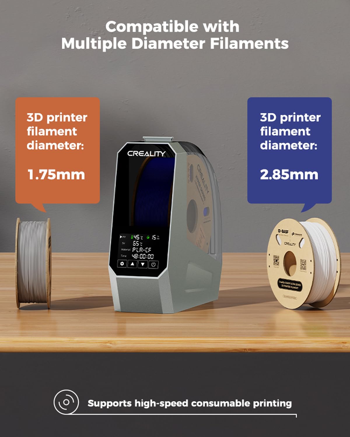 Creality Official Space Pi Filament Dryer, 360° Hot-Air Heating 3D Printer Filament Dryer Box with Fan, Upgraded Filament Dehydrator Storage Box for 1.75/2.85mm PLA PETG ABS Nylon PA TPU Creality