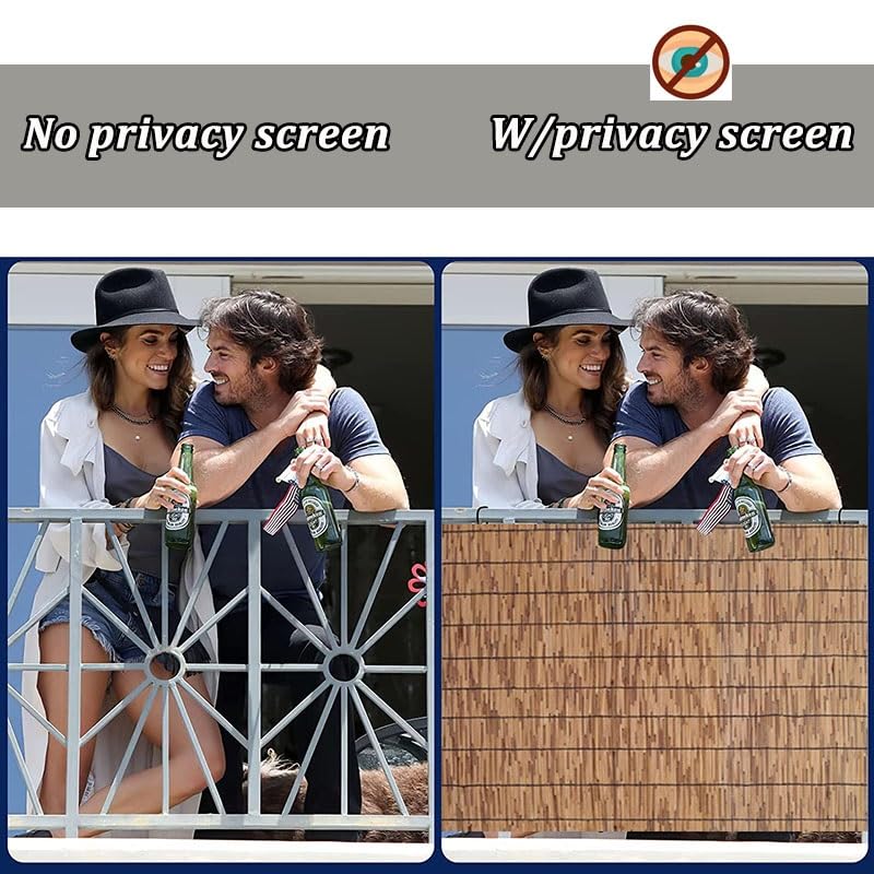 Reed Fencing Rolls for Balcony, Brown Bamboo Fence Reed Privacy Screen 1.6' 2' 3' 4' 5' 6' High Outdoor Patio Balcony Backyard Railing (Size : 3'H x16'L) YPINKZ