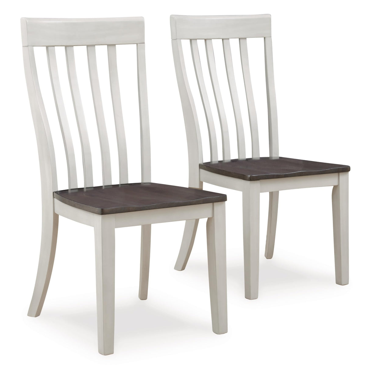 Signature Design by Ashley Darborn Farmhouse Armless Dining Chair with Contoured Seat, Set of 2, White & Gray Signature Design by Ashley
