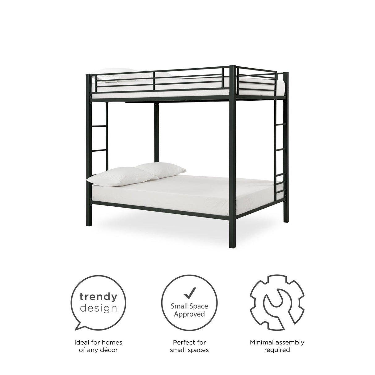 DHP Full Kids Metal Bunk Bed, Black DHP