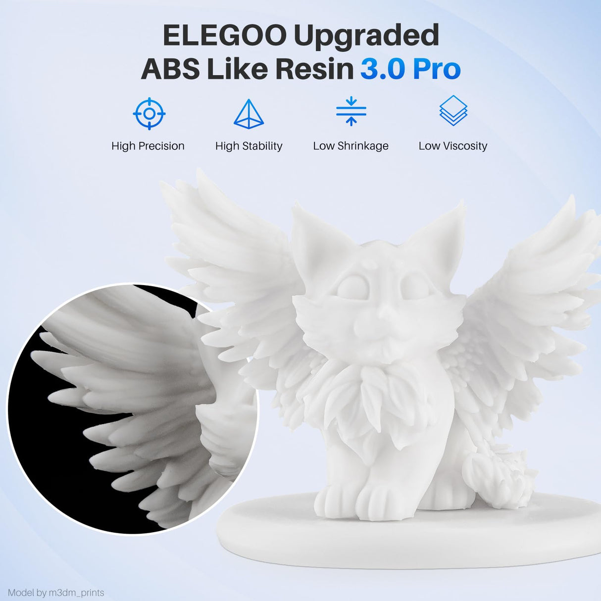 ELEGOO ABS-Like Resin 3.0 Pro, 3D Printer Resin with Low Viscosity and High Precision, 405nm Rapid UV-Curing Photopolymer Resin, 3D Resin for LCD/DLP 3D Printing, White 2000G ELEGOO
